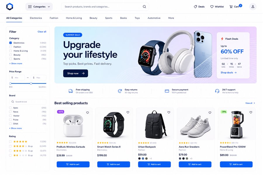 Marketplace storefront redesign interface